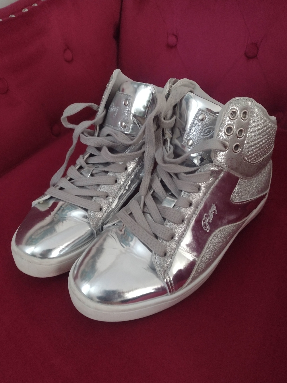 Pastry Silver Metallic High-Top Sneakers